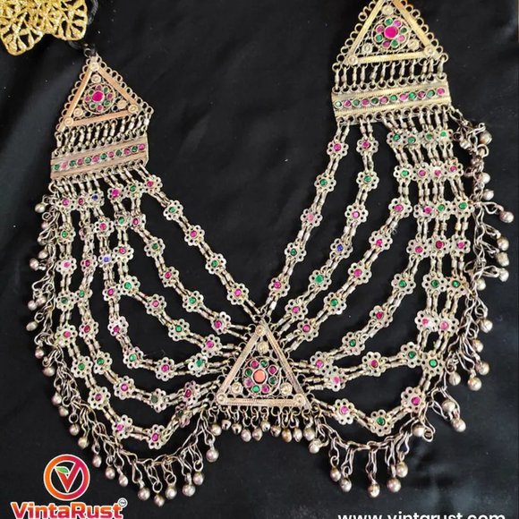 Vintage Afghan Kuchi Necklace, Afghan Bib Necklace, Kuchi Jewelry,Bib Necklace - Picture 7 of 7